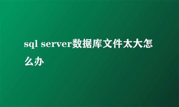 sql server数据库文件太大怎么办