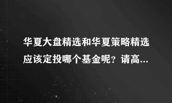 华夏大盘精选和华夏策略精选应该定投哪个基金呢？请高手指点，谢谢