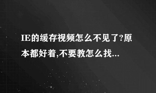 IE的缓存视频怎么不见了?原本都好着,不要教怎么找临时文件夹,我会