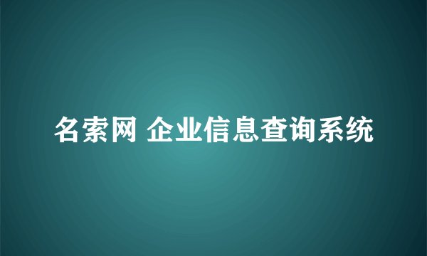 名索网 企业信息查询系统