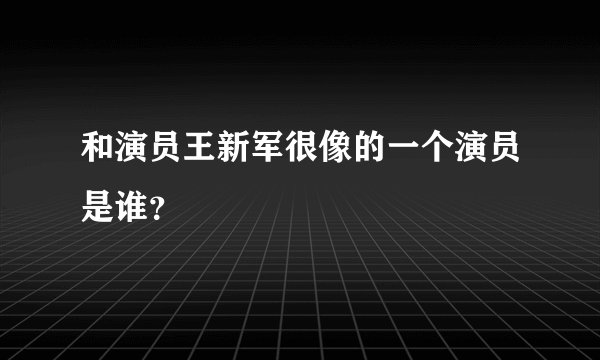 和演员王新军很像的一个演员是谁？