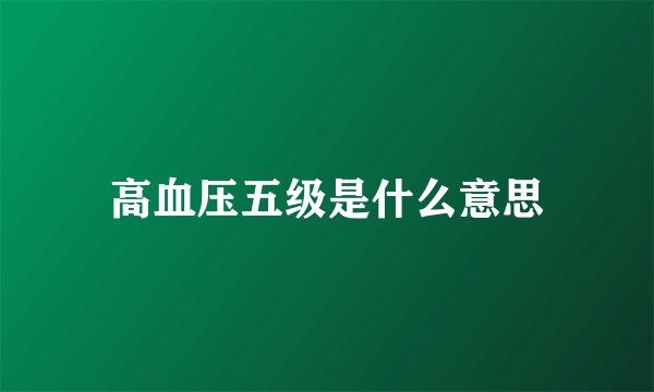高血压五级是什么意思