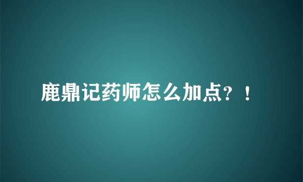 鹿鼎记药师怎么加点？！