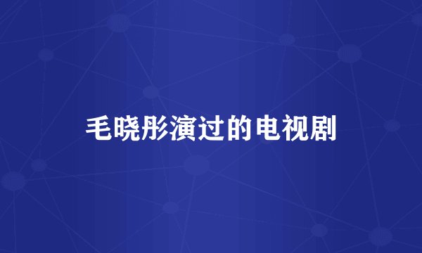 毛晓彤演过的电视剧