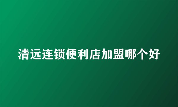 清远连锁便利店加盟哪个好