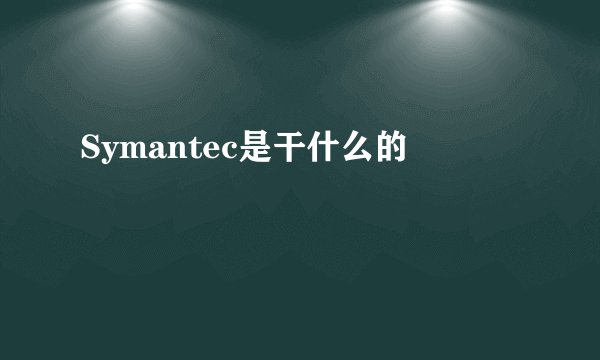 Symantec是干什么的