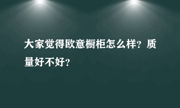大家觉得欧意橱柜怎么样？质量好不好？