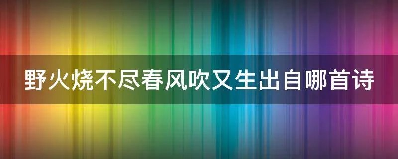 野火烧不尽春风吹又生出自哪首诗