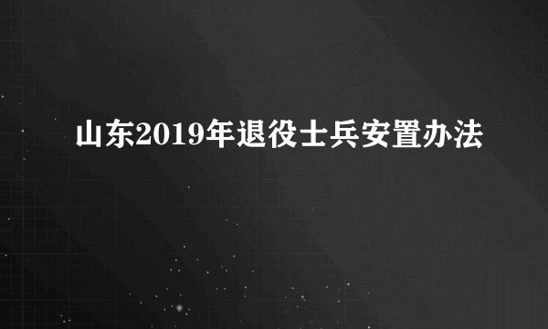 山东2019年退役士兵安置办法