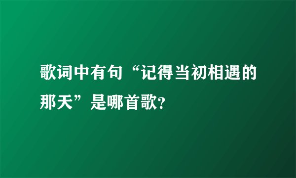 歌词中有句“记得当初相遇的那天”是哪首歌？