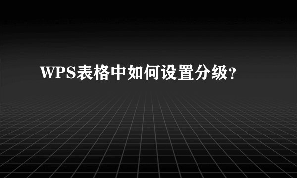 WPS表格中如何设置分级？