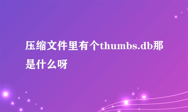 压缩文件里有个thumbs.db那是什么呀