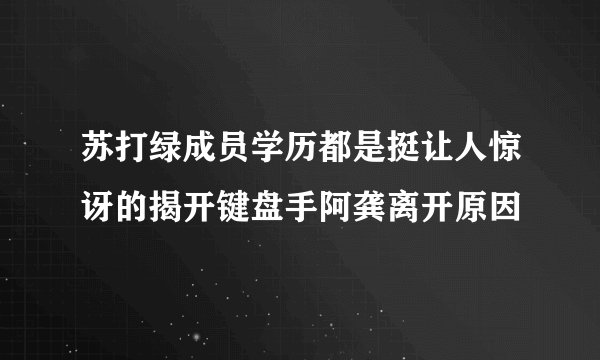 苏打绿成员学历都是挺让人惊讶的揭开键盘手阿龚离开原因
