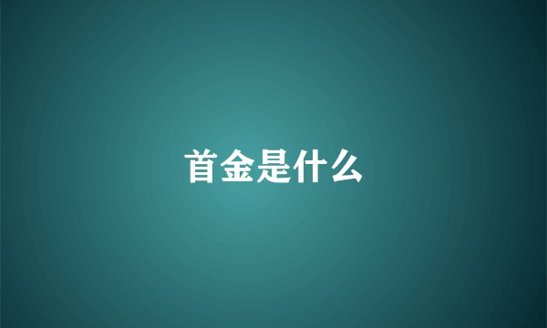 首金是什么