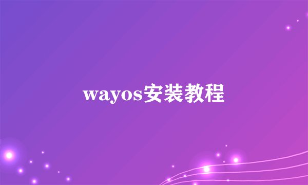wayos安装教程