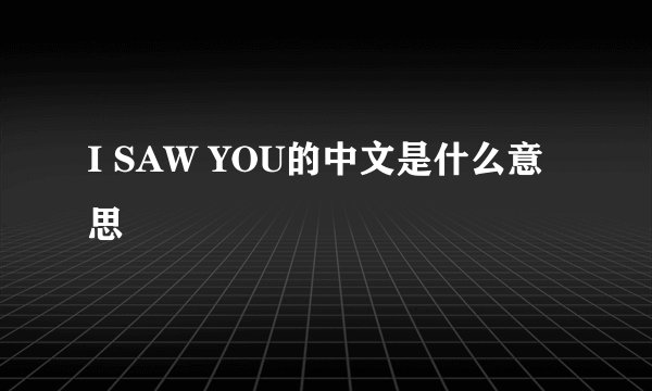 I SAW YOU的中文是什么意思