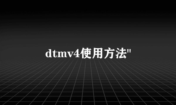 dtmv4使用方法