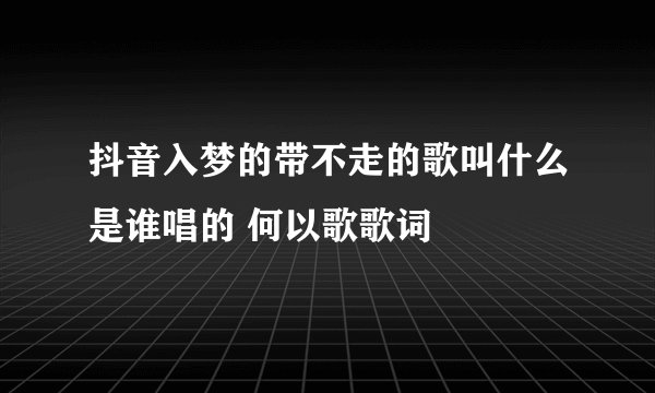 抖音入梦的带不走的歌叫什么是谁唱的 何以歌歌词