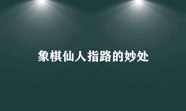象棋仙人指路的妙处