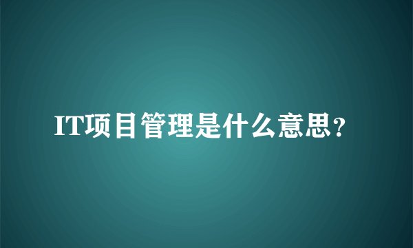 IT项目管理是什么意思？