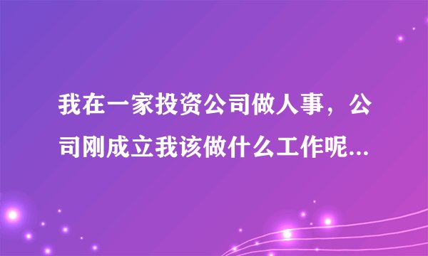 我在一家投资公司做人事，公司刚成立我该做什么工作呢？具体的，比如人事制度之类的