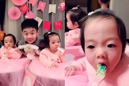 杨威双胞胎女庆生 杨阳洋与妹妹合影超有爱