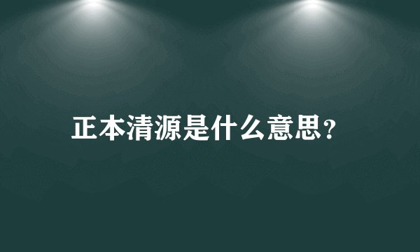 正本清源是什么意思？