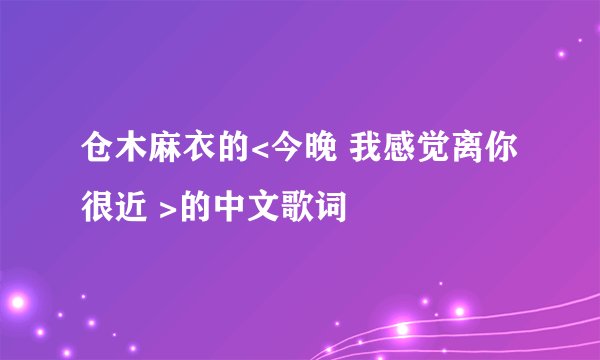 仓木麻衣的<今晚 我感觉离你很近 >的中文歌词