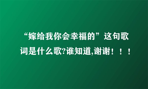 “嫁给我你会幸福的”这句歌词是什么歌?谁知道,谢谢！！！