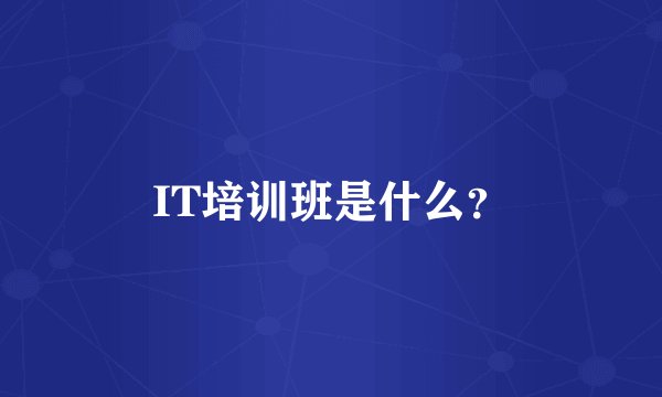 IT培训班是什么？