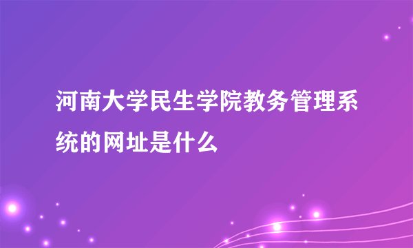 河南大学民生学院教务管理系统的网址是什么