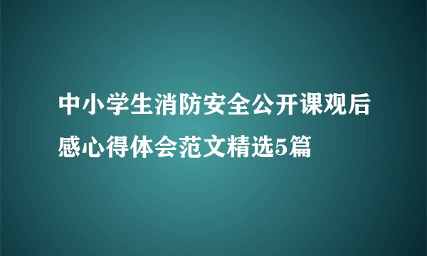 中小学生消防安全公开课观后感心得体会范文精选5篇