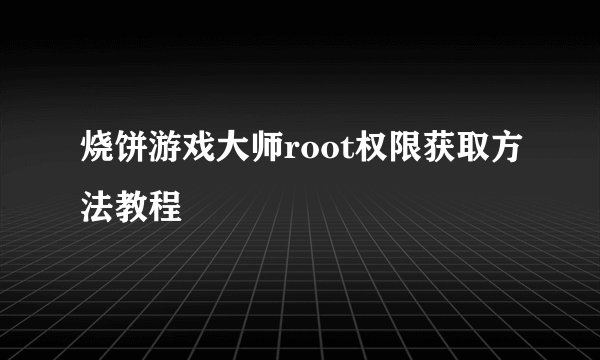 烧饼游戏大师root权限获取方法教程