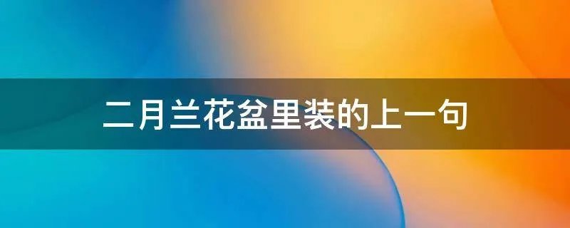 二月兰花盆里装的上一句