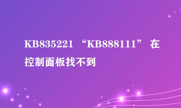 KB835221 “KB888111” 在控制面板找不到