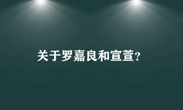关于罗嘉良和宣萱？