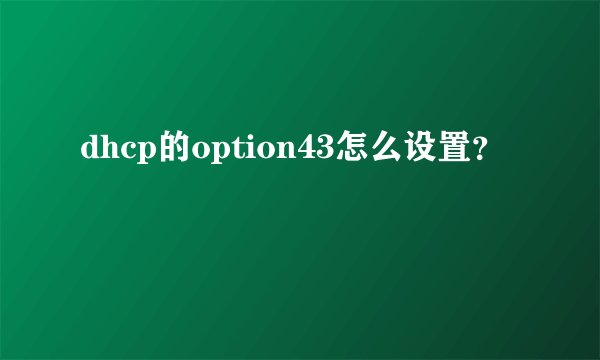 dhcp的option43怎么设置？