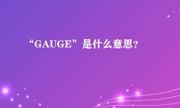 “GAUGE”是什么意思？