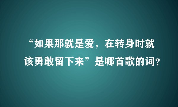 “如果那就是爱，在转身时就该勇敢留下来”是哪首歌的词？