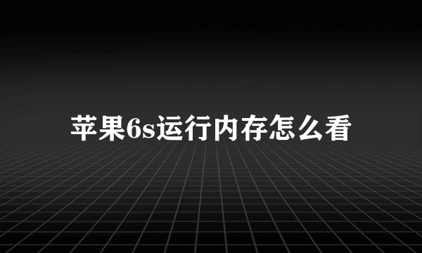 苹果6s运行内存怎么看