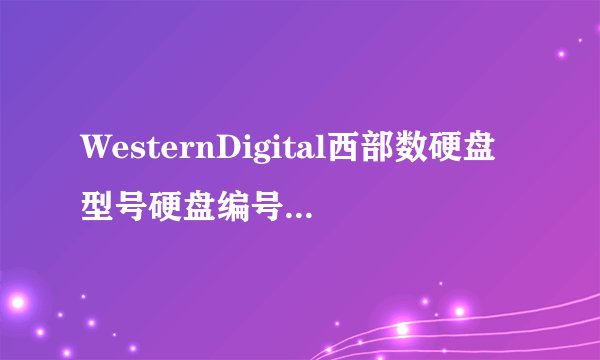 WesternDigital西部数硬盘型号硬盘编号识别方法