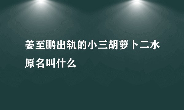 姜至鹏出轨的小三胡萝卜二水原名叫什么
