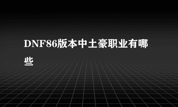 DNF86版本中土豪职业有哪些