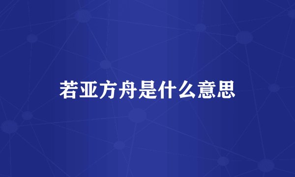 若亚方舟是什么意思