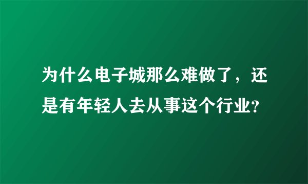 为什么电子城那么难做了，还是有年轻人去从事这个行业？
