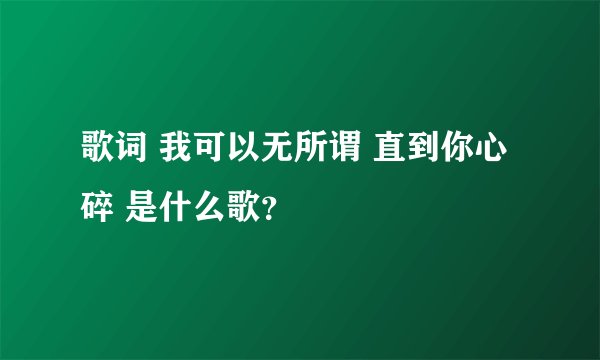 歌词 我可以无所谓 直到你心碎 是什么歌？
