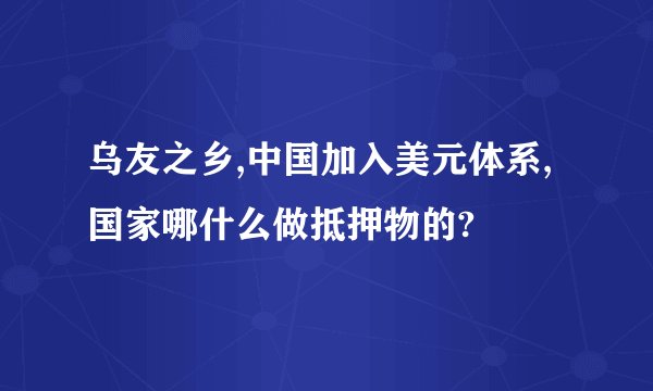乌友之乡,中国加入美元体系,国家哪什么做抵押物的?