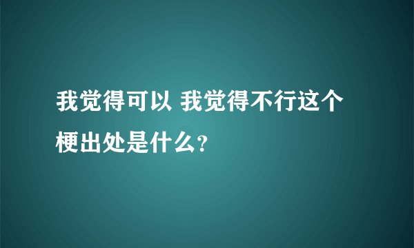 我觉得可以 我觉得不行这个梗出处是什么？
