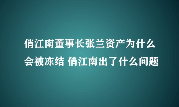 俏江南董事长张兰资产为什么会被冻结 俏江南出了什么问题