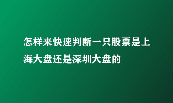 怎样来快速判断一只股票是上海大盘还是深圳大盘的